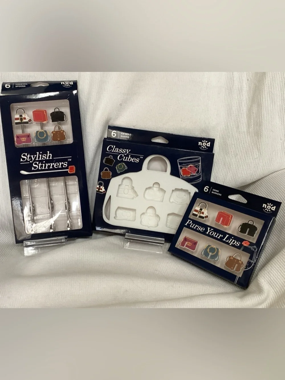 Classic Purse-Themed Ice Cube Tray and Bar Accessories Bundle NIB